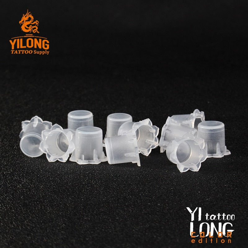 1000pc M Plastic Disposable Microblading Tattoo Ink Cups Permanent Makeup Pigment Clear Holder Container Cap Tattoo Accessory