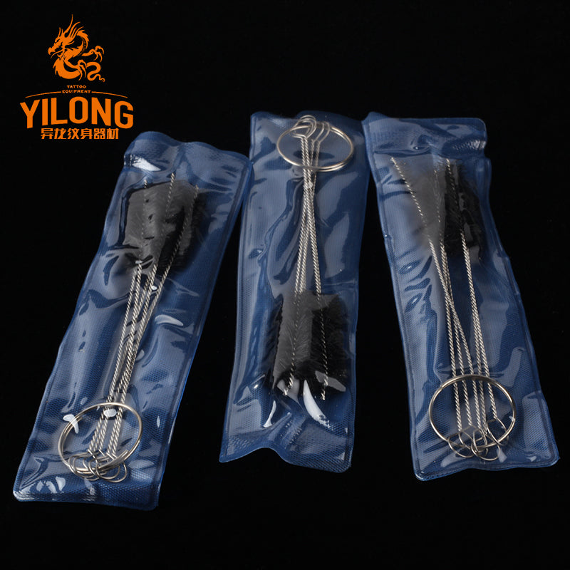 Tattoo Needle Mouth Spray Gun Airbrush Body Piercing Tool Cleaning Brush Set & One Bag &