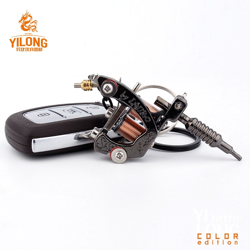 Alloy Mini Tattoo Machine Pendant with Real Coil Necklace Tattoo Supply Keychain Key Holder Pendant Ornament Gift Craft Necklace