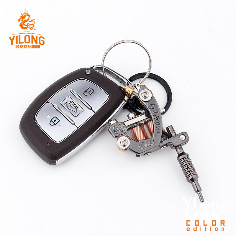 Alloy Mini Tattoo Machine Pendant with Real Coil Necklace Tattoo Supply Keychain Key Holder Pendant Ornament Gift Craft Necklace