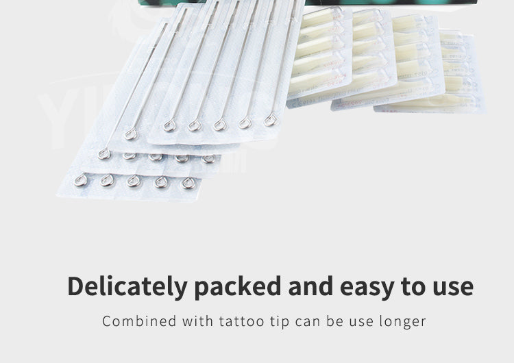 Disposable Plastic Tattoo Tips FT With Box (M1+FT) Tattoo Needles and Yellow Tips Mixed 40PCS- Professional Tattoo Needle M1