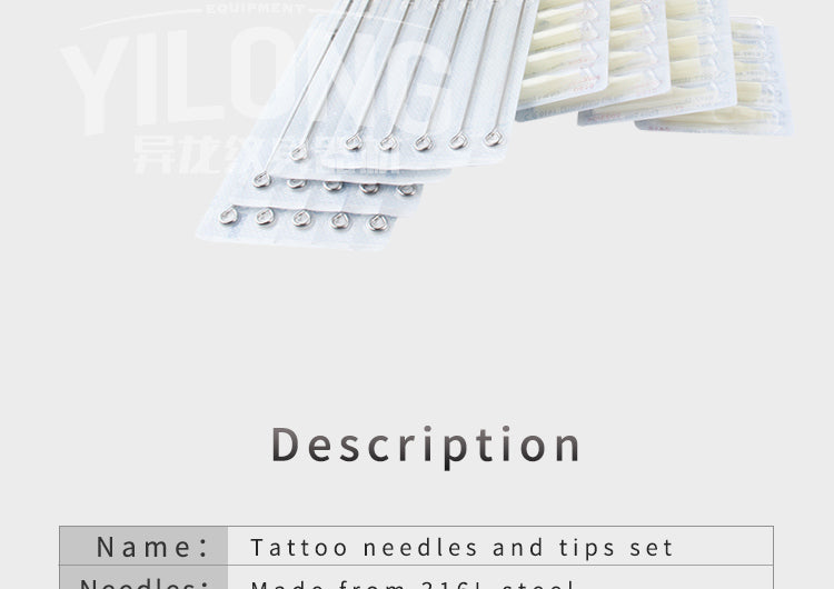 Disposable Plastic Tattoo Tips FT With Box (M1+FT) Tattoo Needles and Yellow Tips Mixed 40PCS- Professional Tattoo Needle M1