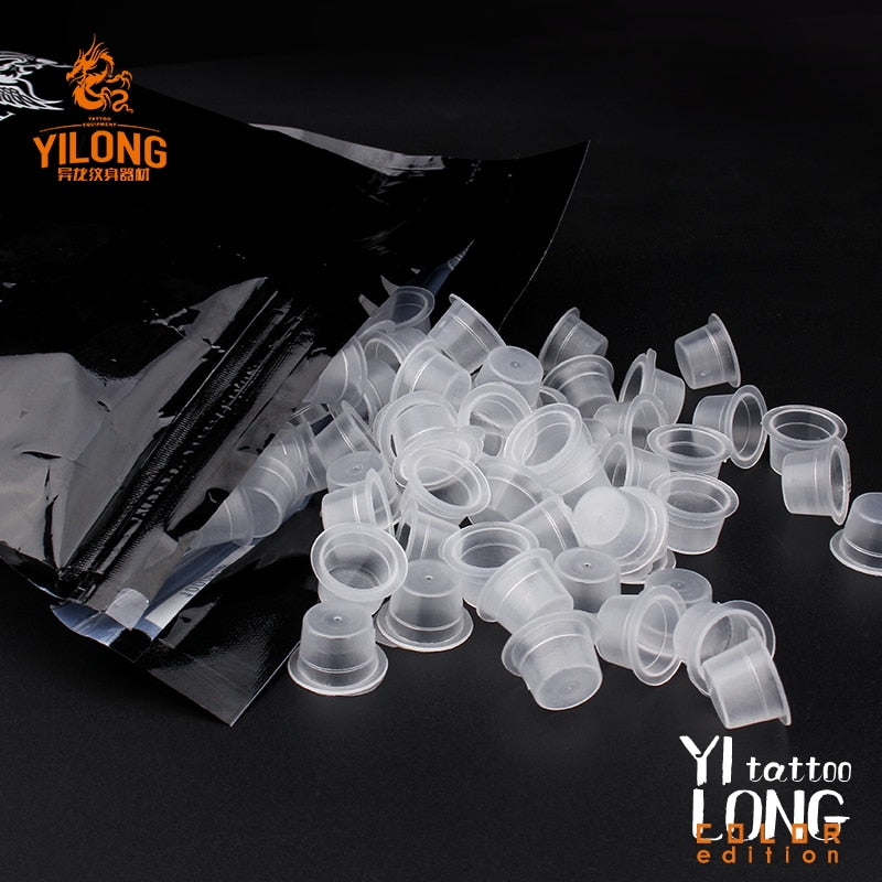 500pcs Plastic Microblading Permanent Makeup Clear Clear S/M/L Size Tattoo Ink Cups Pigment Caps Tattoo Accessories