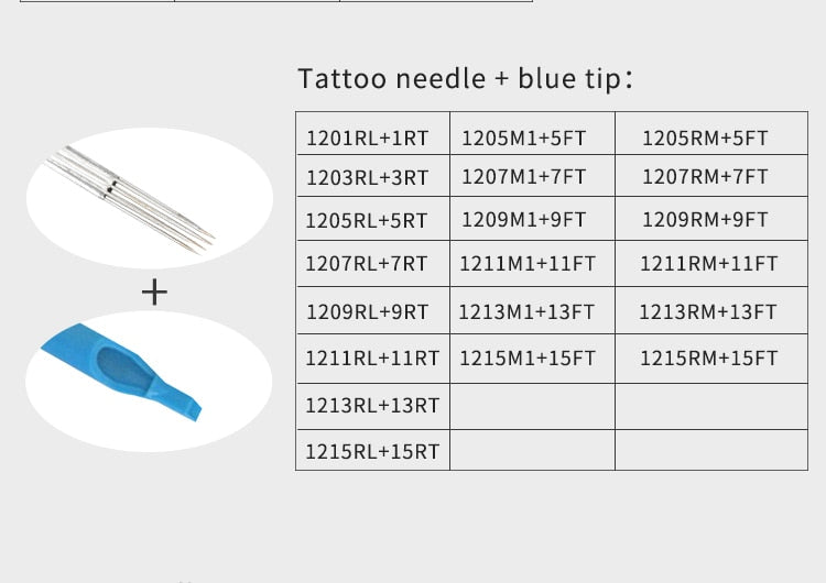 Disposable Plastic Tattoo Tips FT With Box (M1+FT) Tattoo Needles and Yellow Tips Mixed 40PCS- Professional Tattoo Needle M1