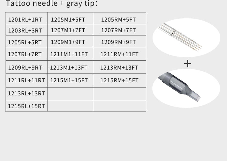 Disposable Plastic Tattoo Tips FT With Box (M1+FT) Tattoo Needles and Gray Tips Mixed 40PCS- Professional Tattoo Needle M1