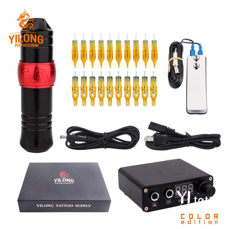 Professional Rotary Pen Tattoo Kit 20pcs Tattoo Neddles LCD Mini Power Equipment Supplies