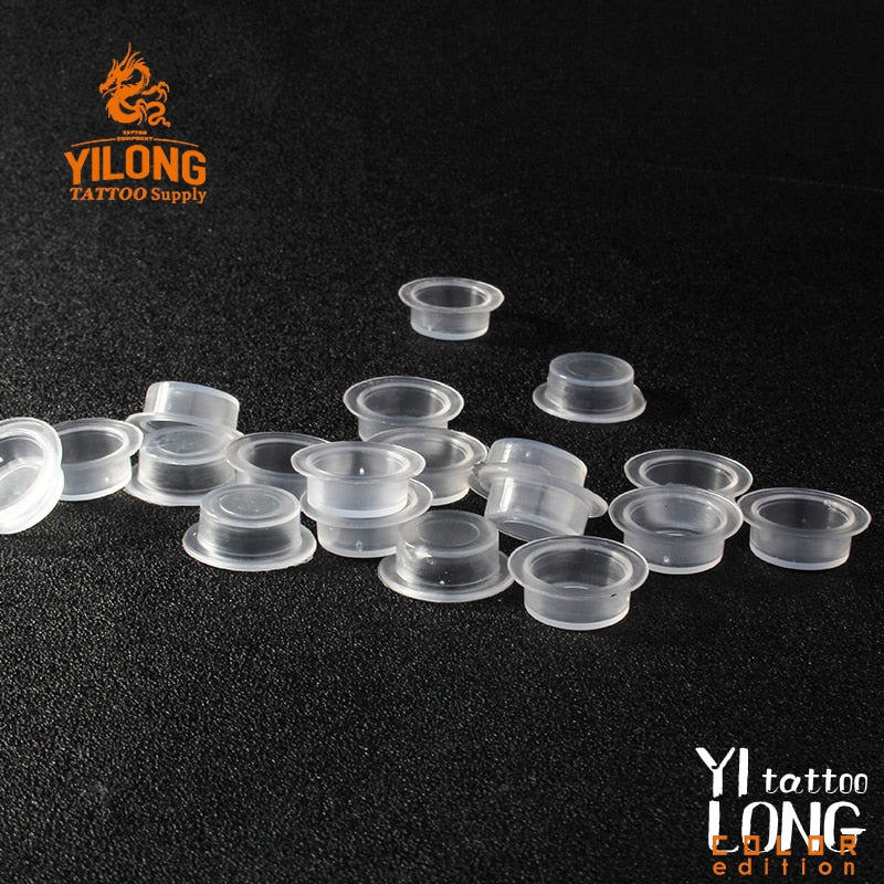 1000Pcs Plastic Microblading Tattoo Ink Cup Cap Pigment Clear Holder Container 6*12 Size For Needle Tip Grip Power Supply