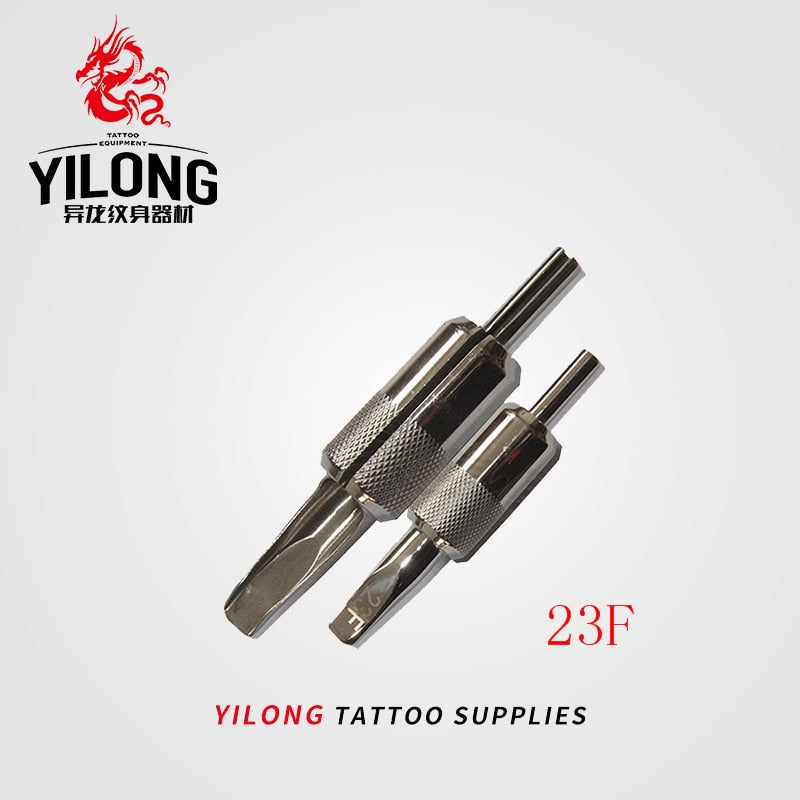 1pcs Flat Steel Grips Tattoo Grip Stainless Steel Flat Tube Tip Tattoo Grip Back Stem Combo Supply Grip Tattoo Accessorios