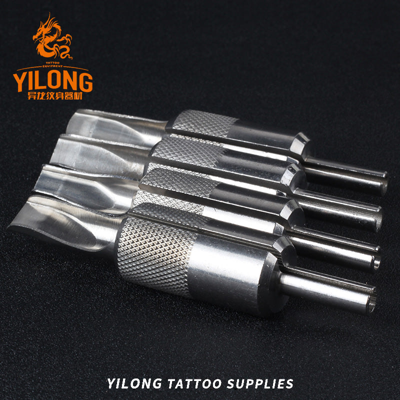 1pcs Flat Steel Grips Tattoo Grip Stainless Steel Flat Tube Tip Tattoo Grip Back Stem Combo Supply Grip Tattoo Accessorios