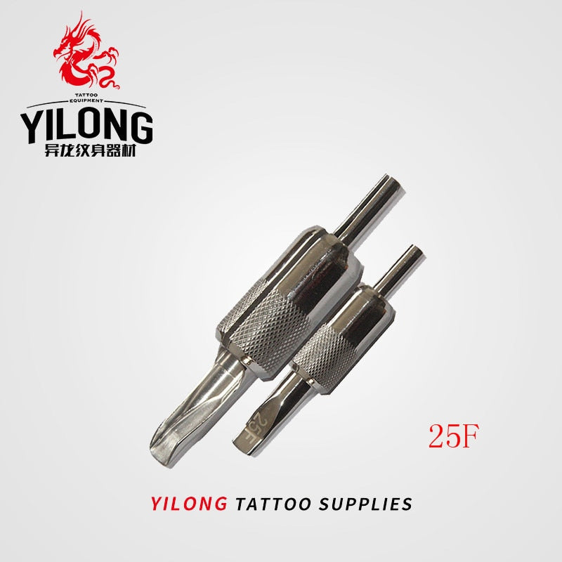 1pcs Flat Steel Grips Tattoo Grip Stainless Steel Flat Tube Tip Tattoo Grip Back Stem Combo Supply Grip Tattoo Accessorios