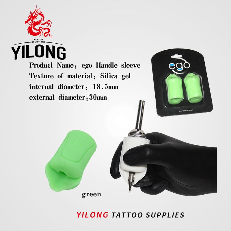 2PCS EGO Silicone Gel Tattoo Grip Cover Wrap Black Non-Slip Import Grip Cover Supply For 18mm-22mm Tattoo Grip Free Shipping