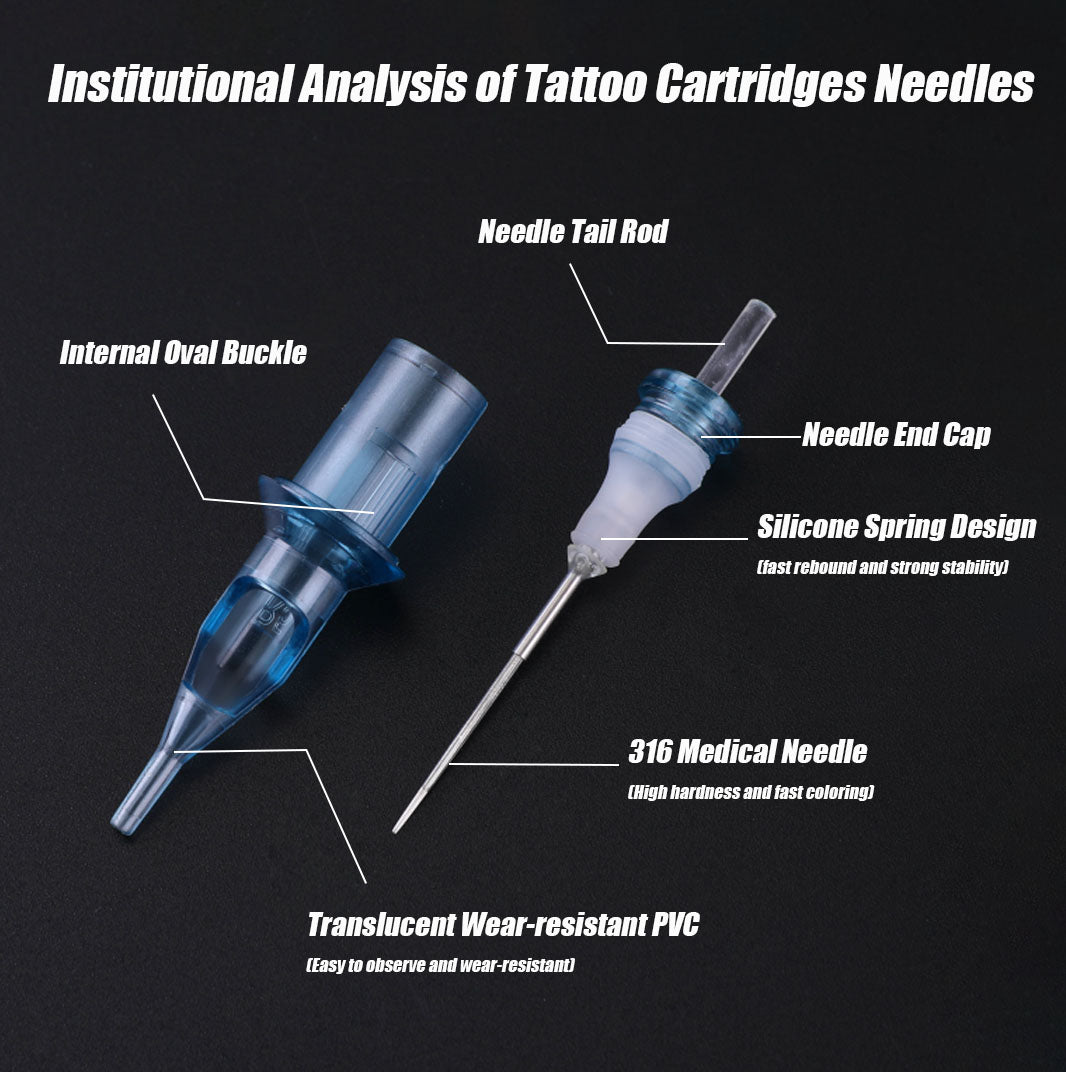 Peslief Tattoo Cartridge Needles, 50Pcs Mixed Sterilized Safe Tattoo Needle Cartridge with Membrane Professional Disposable Cartridge Needles #12 Standard 3/5/7/9RL 3/5/7/9RS 7/11M1(Mixed 50Pcs)