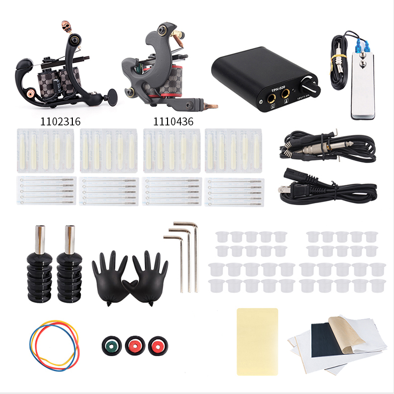 Complete Tattoo Kit with 2pcs Tattoo Guns