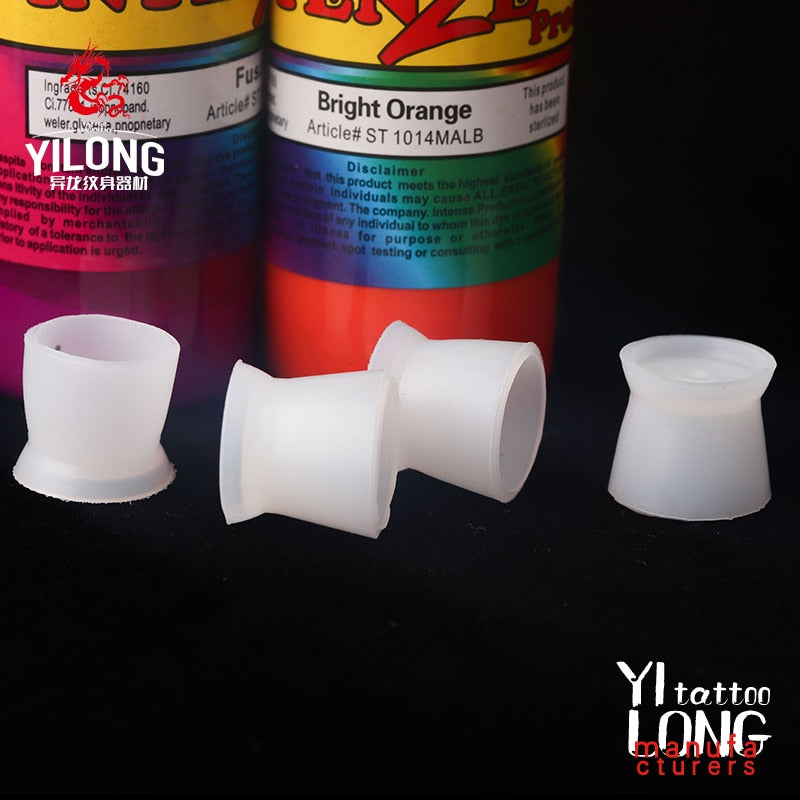 300Pcs/Set Soft Microblading Tattoo Ink Cup Cap Pigment Silicone Holder Container For Needle Tattoo Accessory Supply