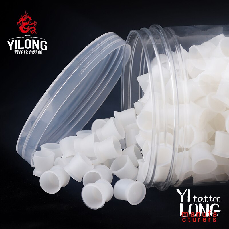 300Pcs/Set Soft Microblading Tattoo Ink Cup Cap Pigment Silicone Holder Container For Needle Tattoo Accessory Supply