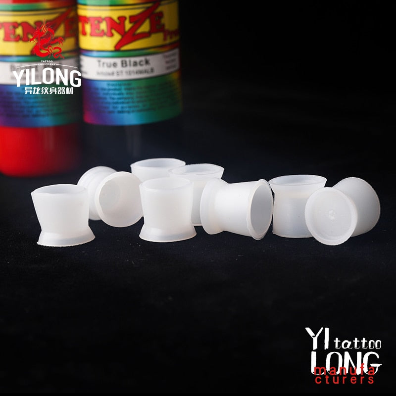 300Pcs/Set Soft Microblading Tattoo Ink Cup Cap Pigment Silicone Holder Container For Needle Tattoo Accessory Supply