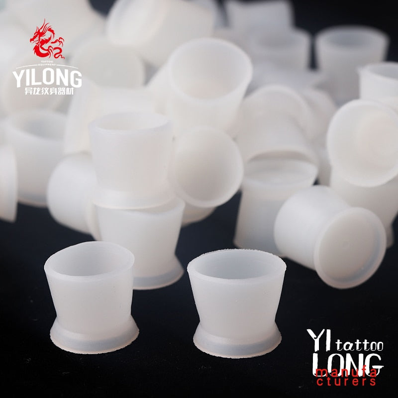 300Pcs/Set Soft Microblading Tattoo Ink Cup Cap Pigment Silicone Holder Container For Needle Tattoo Accessory Supply