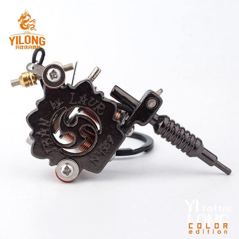 Alloy Mini Tattoo Machine Pendant with Real Coil Necklace Tattoo Supply Keychain Key Holder Pendant Ornament Gift Craft Necklace