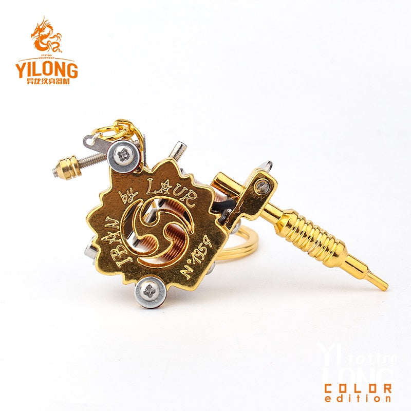 Alloy Mini Tattoo Machine Pendant with Real Coil Necklace Tattoo Supply Keychain Key Holder Pendant Ornament Gift Craft Necklace