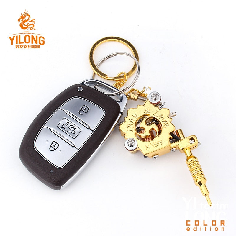 Alloy Mini Tattoo Machine Pendant with Real Coil Necklace Tattoo Supply Keychain Key Holder Pendant Ornament Gift Craft Necklace
