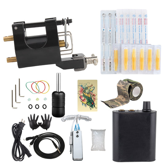 Complete Tattoo Kit 1 Black  Tattoo Machines Gun Power Supply Grips Body Art Tools Set Tattoo Permanent Makeup Tattoo set