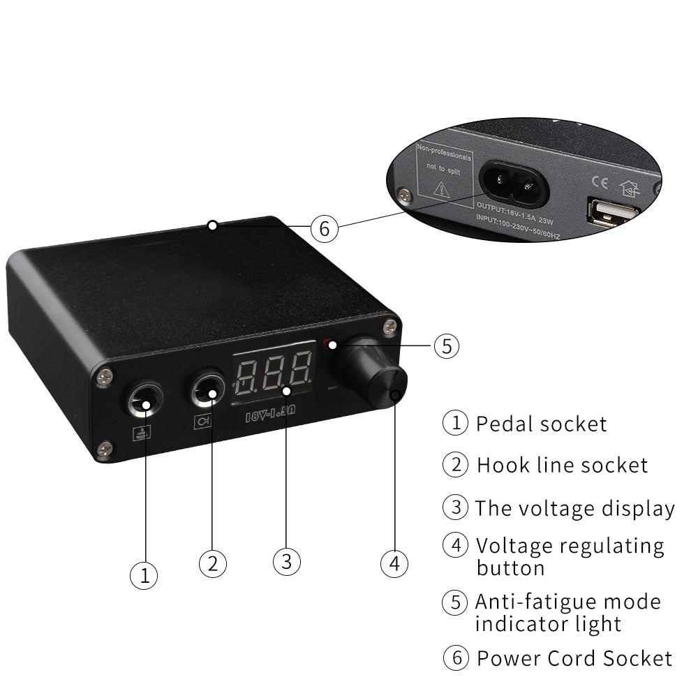 Professional Tattoo Rotary Pen Kits  Cartridge Needles Sets Power Supply with Carrier Box