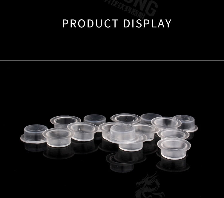 1000Pcs Plastic Microblading Tattoo Ink Cup Cap Pigment Clear Holder Container 6*12 Size For Needle Tip Grip Power Supply