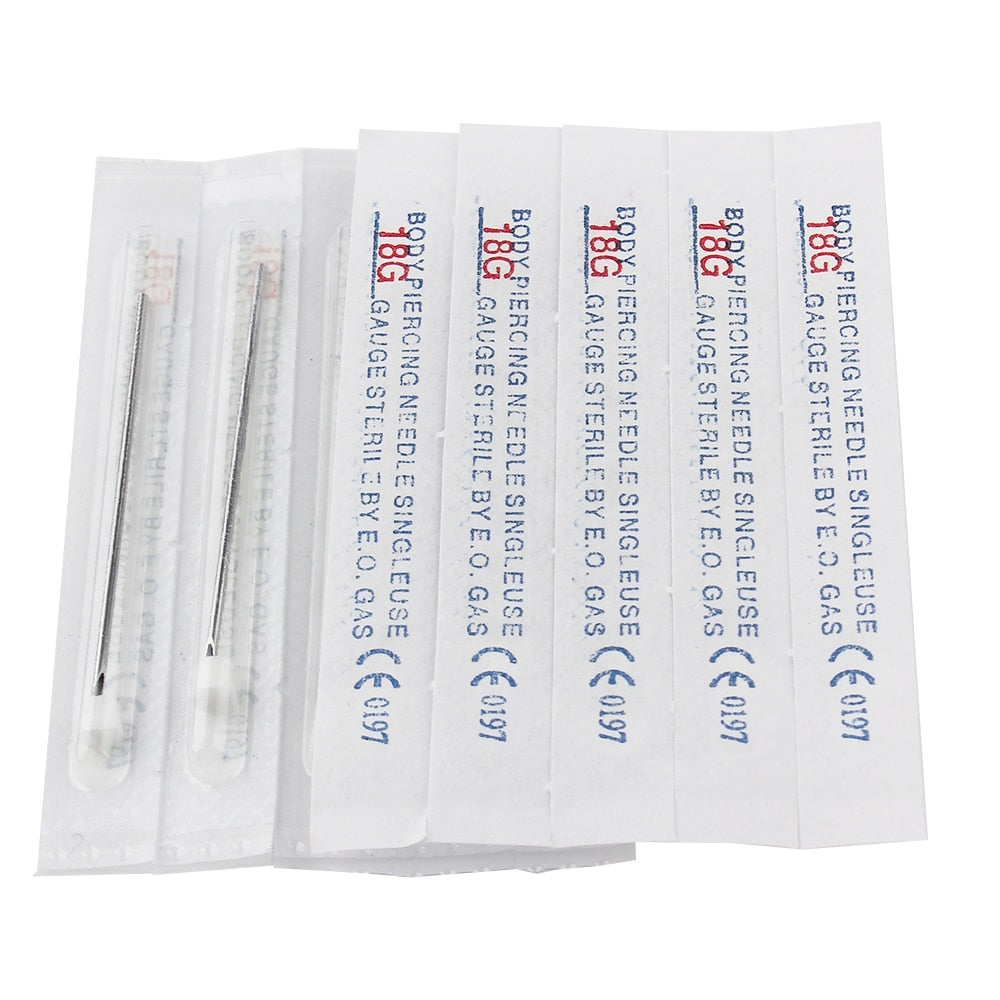 100PCS body Piercing Needles Mixed 8G 9G 12G 13G 14G 15G 16G 17G 18G 20G Sterile Disposable Body Piercing Needles
