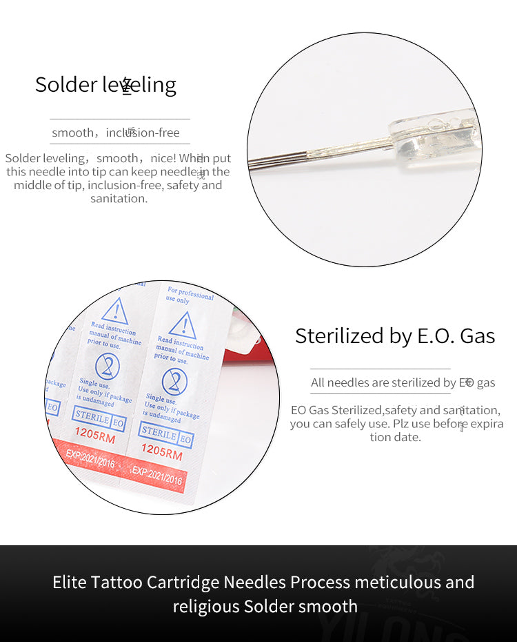 10pcs RM  Disposable Tattoo Cartridge Needles Sterilized Charmant Permanent Makeup Machine Gun Tattoo Pen Accessories