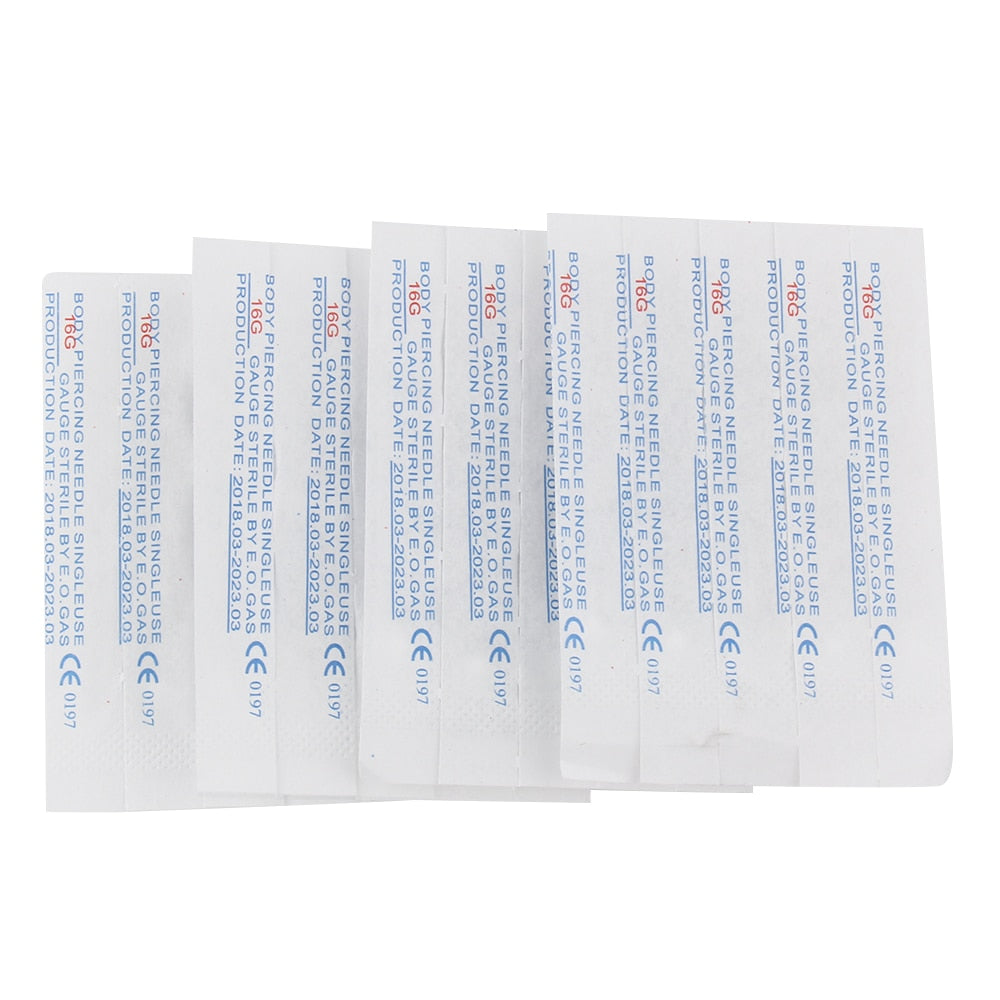 100PCS body Piercing Needles Mixed 8G 9G 12G 13G 14G 15G 16G 17G 18G 20G Sterile Disposable Body Piercing Needles