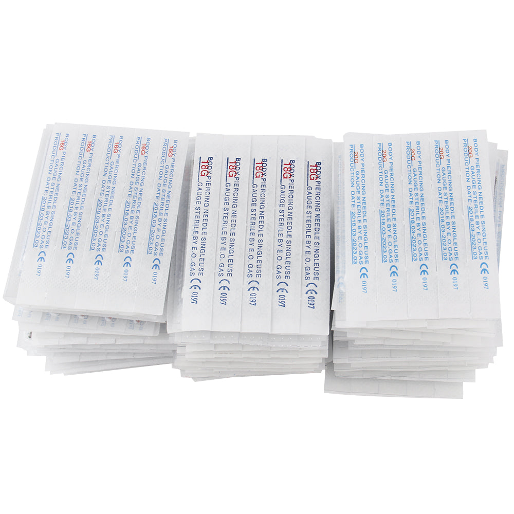 100PCS body Piercing Needles Mixed 8G 9G 12G 13G 14G 15G 16G 17G 18G 20G Sterile Disposable Body Piercing Needles