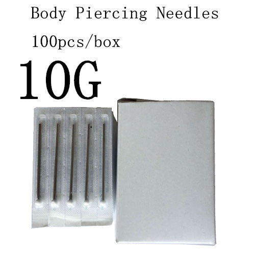 YILONG 100PC 10/12/13/14/15/16/18/20G Piercing Needles Sterile Disposable Body Piercing Needles 10G For Ear Nose Navel Nipple Free Shipping