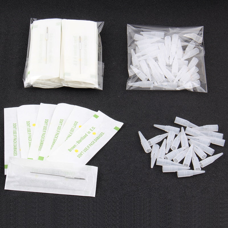 YILONG 5RL+5RT (Needles +Tips Each 50pcs ) Professional Permanent Makeup Machine Needles Caps For Eyebrow Lips