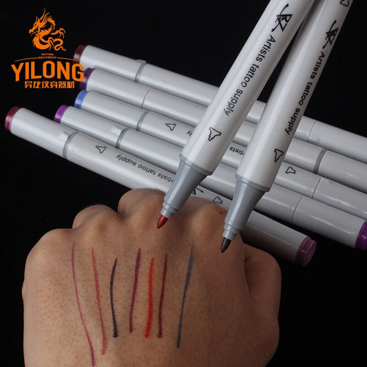 YILONG 8pcs/box Surgical Skin Measuring Marker Eyebrow Skins Tattoo Transfer PenTattoo MeasureProfessional Acupuncture Point