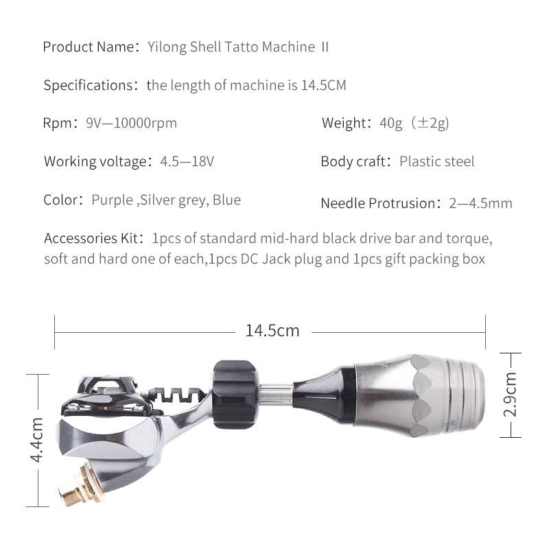 YILONG Supply Lining Rotary Tattoo Machine Quality Motor Shader with Best Tattoo Tattoo Rotary Tattoo Gun